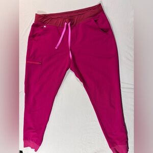 FIGS Technical Collection Boston Slim Scrub Jogger Pants Women's XL Pink Preppy